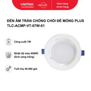 Đèn âm trần chống chói mỏng Plus 7W viền trắng - AS trắng