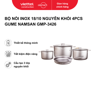 Bộ nồi inox 18/10 nguyên khối 4PCS Gume Namsan GMP-3426