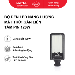 Bộ đèn led năng lượng mặt trời gắn liền tấm pin công suất: 120W