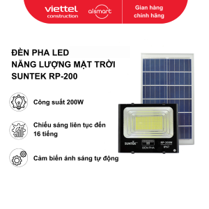 Bộ đèn pha led năng lượng mặt trời. Model: RP-200 (Công suất định mức: 200W, 400pcs LED), hiệu: Suntek