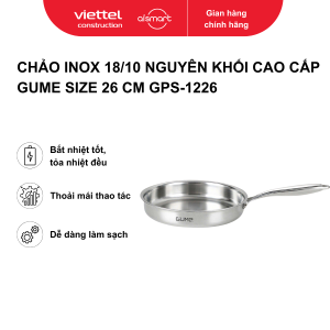 Chảo inox 18/10 nguyên khối cao cấp size 26cm Gume GPS-1226