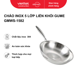 Chảo inox 5 lớp liền khối Gume GMWS-1582