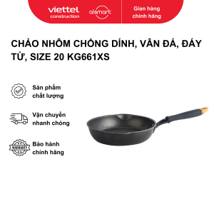 Chảo nhôm chống dính, vân đá, đáy từ, size 20 model KG661XS