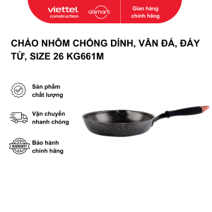 Chảo nhôm chống dính, vân đá, đáy từ, size 26 model KG661M
