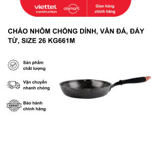 Chảo nhôm chống dính, vân đá, đáy từ, size 26 model KG661M