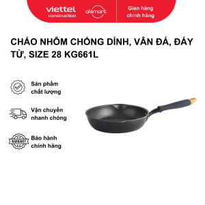 Chảo nhôm chống dính, vân đá, đáy từ, size 28 model KG661L