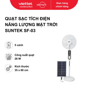 Quạt sạc tích điện sử dụng điện và năng lượng mặt trời. Hiệu: SUNTEK. Model: SF-03