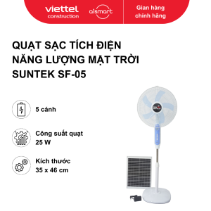 Quạt sạc tích điện sử dụng điện và năng lượng mặt trời, Hiệu:SUNTEK. Model: SF-05