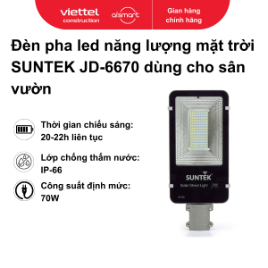 Đèn pha led năng lượng mặt trời SUNTEK JD-6670 dùng cho sân vườn