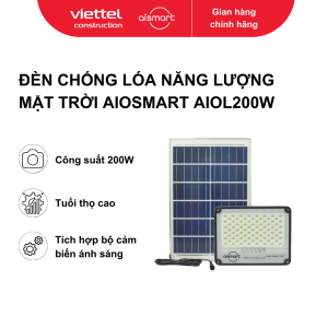 Bộ đèn pha led chống lóa năng lượng mặt trời AIO smart (công suất 200W, bảo hành 18 tháng)