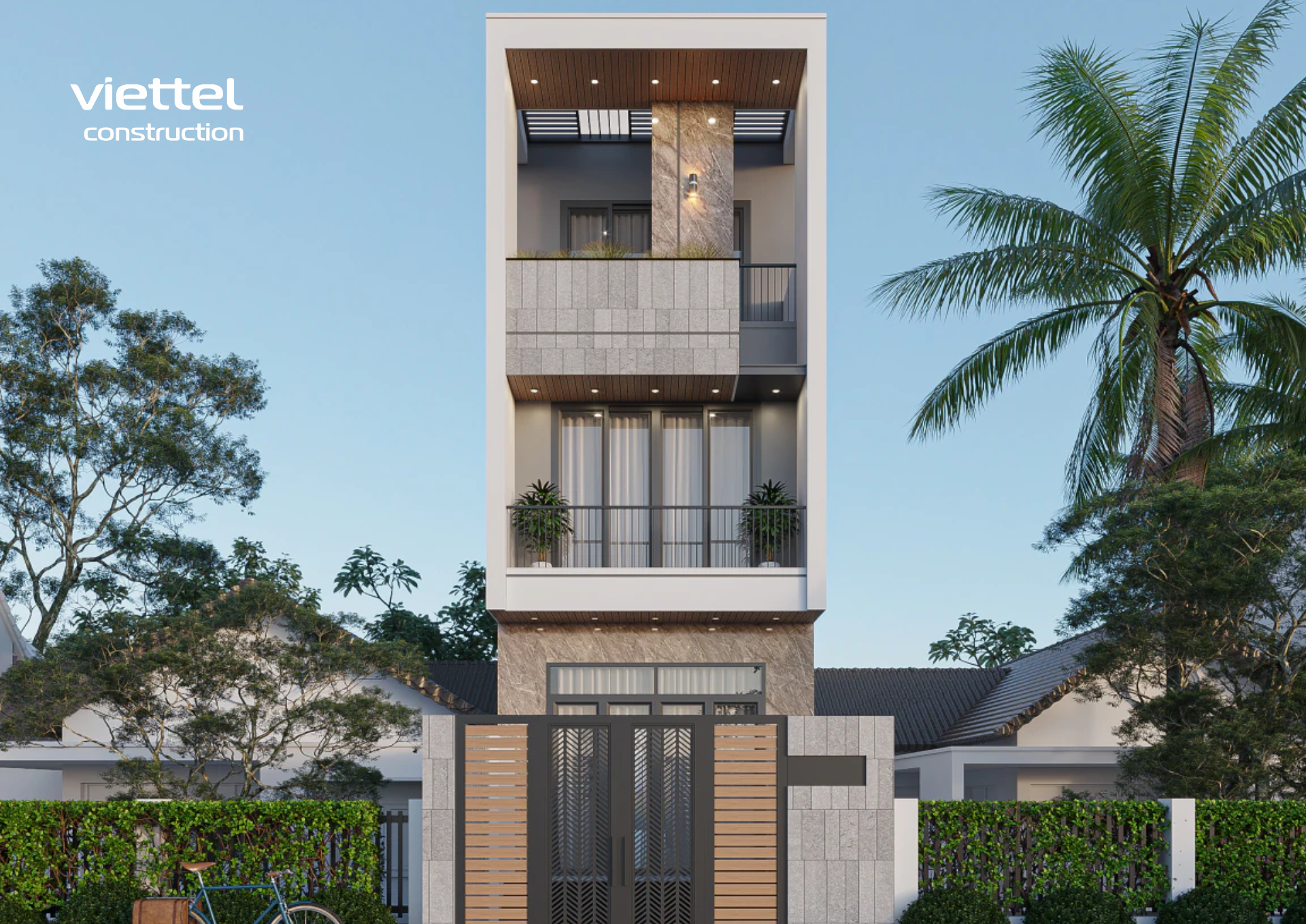 Nhà phố 3 tầng đẹp tối ưu ánh sáng và không gian